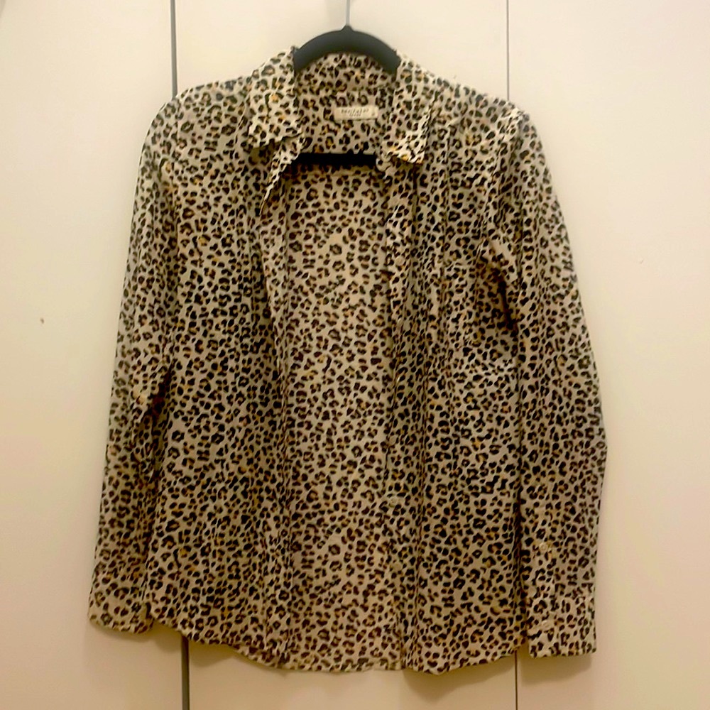 Equipment leopard print silk button down blouse size xs!
